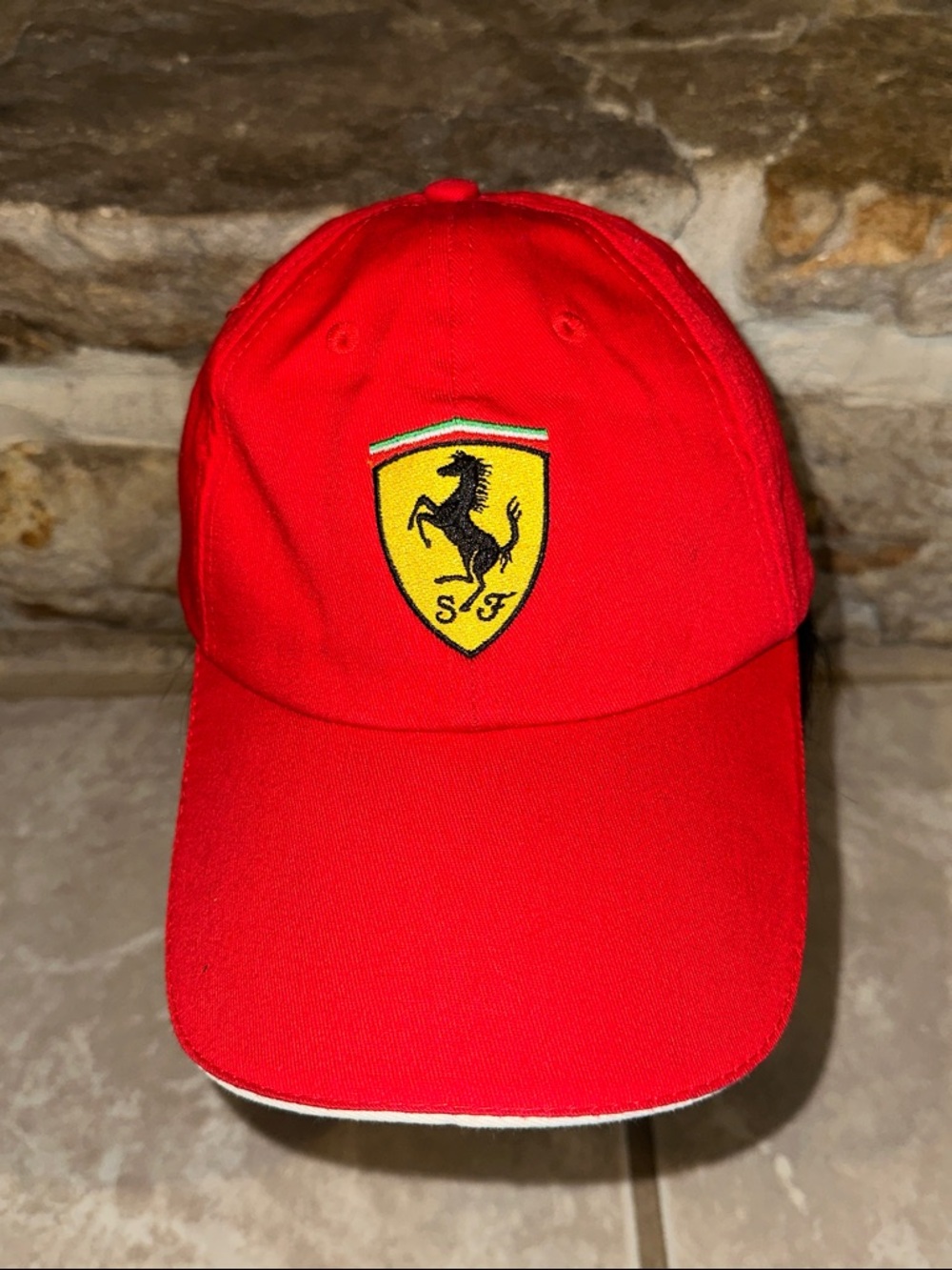 Ferrari Red with Yellow Prancing Horse Shield hat